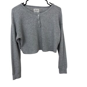 Gilly hicks heather Gray Ribbed Long-Sleeve Cropped long sleeve Top